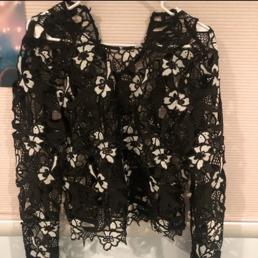 Bardot Lace Crochet Floral Top